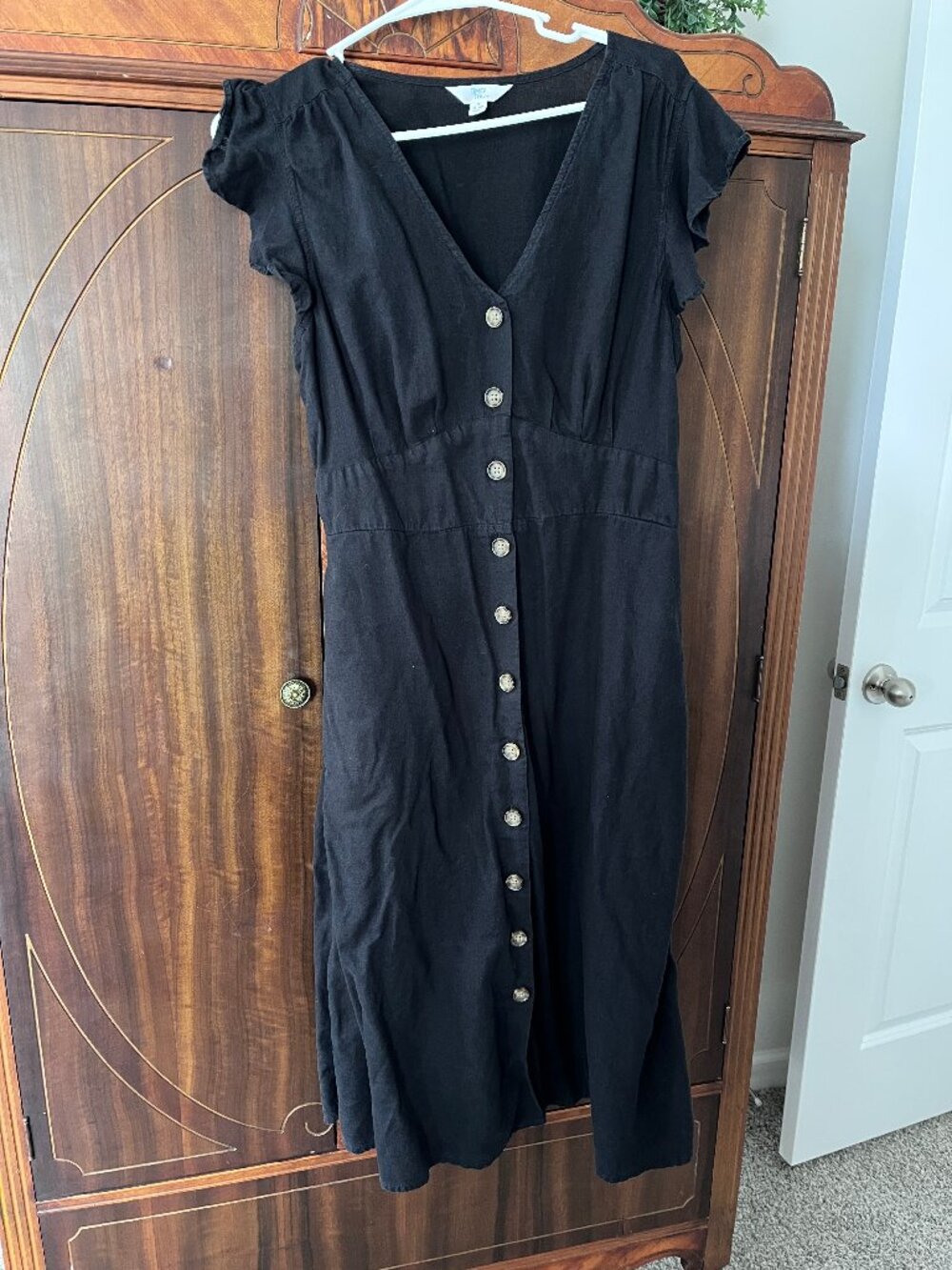 Cotton Black button up dress